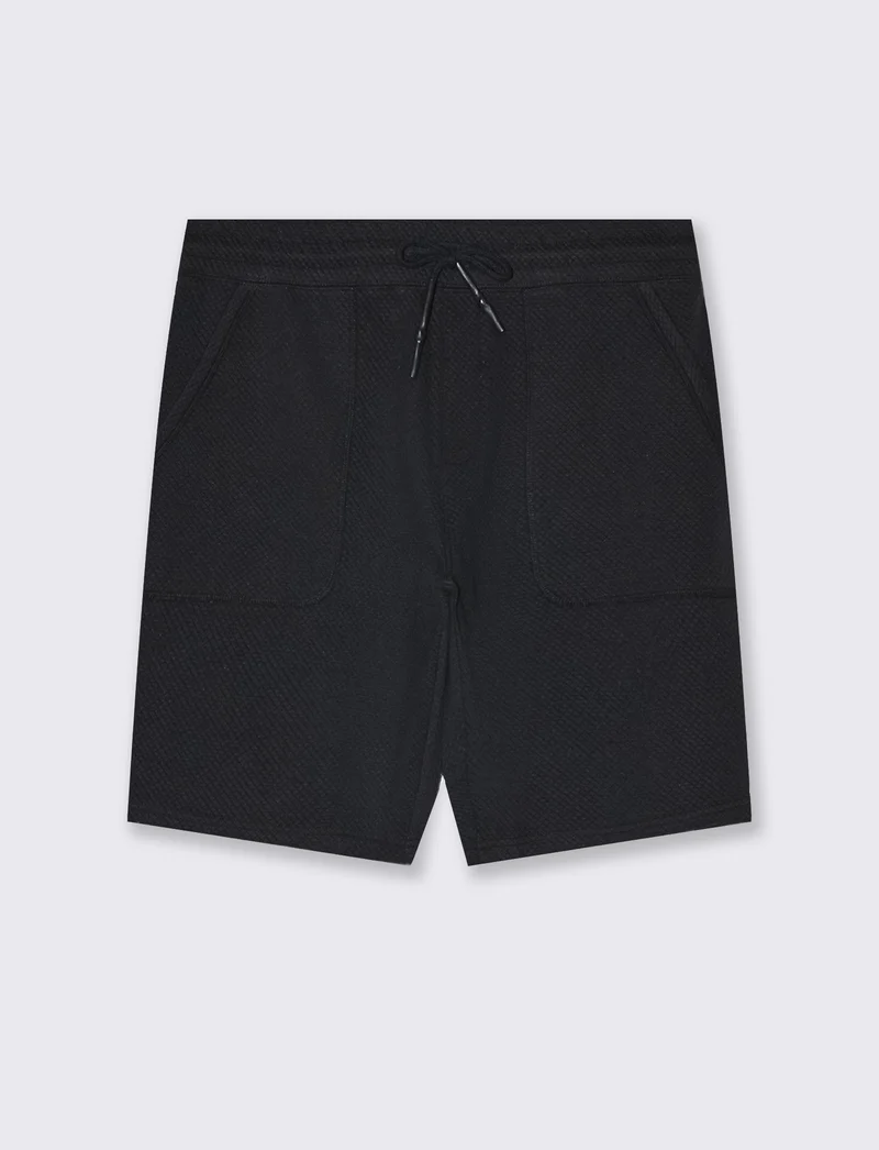 Bermuda jogger struttura waffle da uomo - Nero
