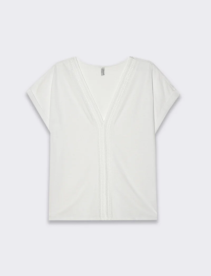 T-shirt con passamaneria da donna - Bianco