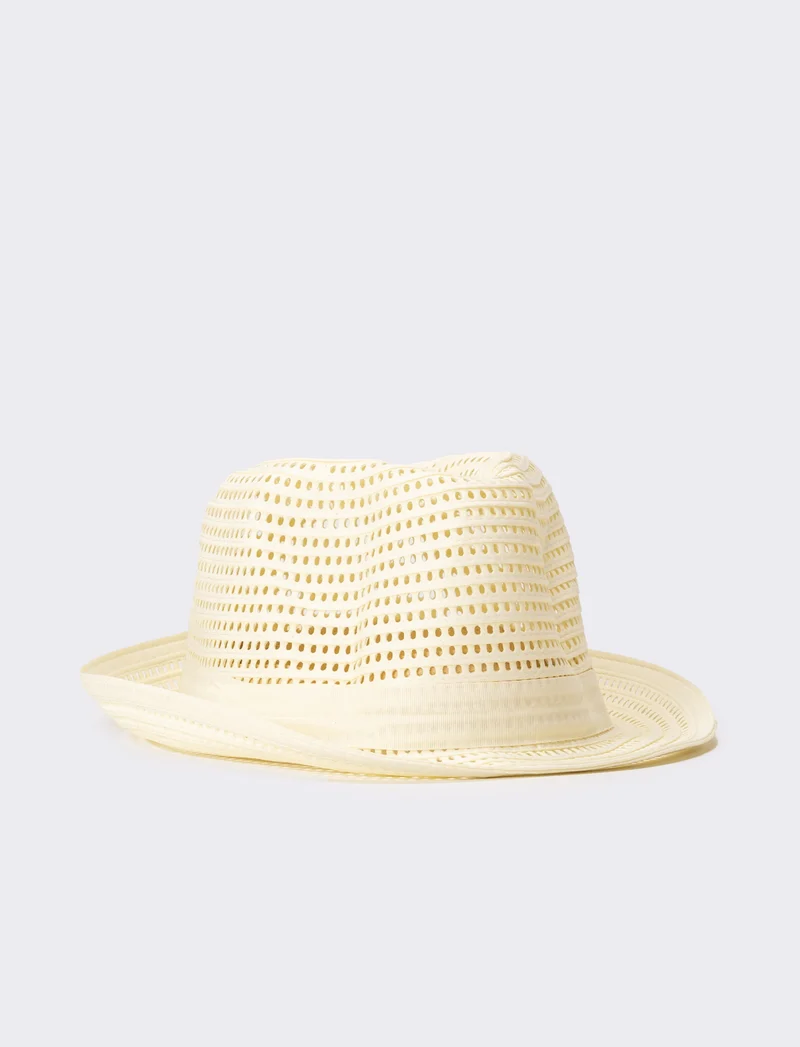 Cappello uomo traforato falda larga - Bianco