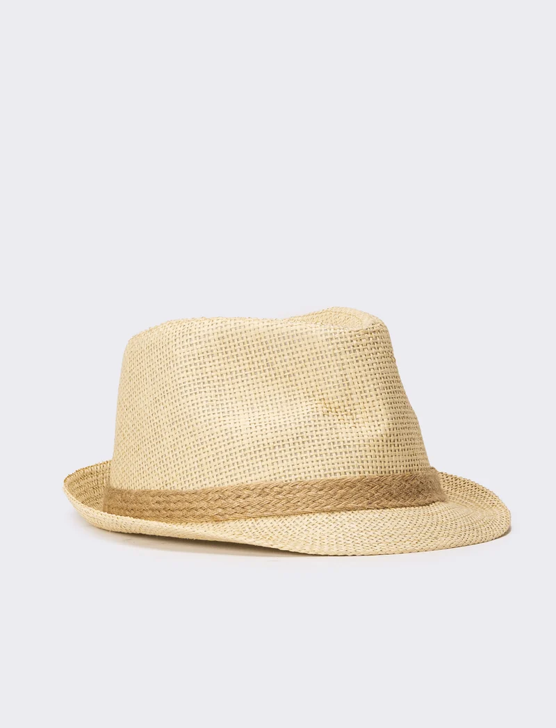 Cappello uomo paglia con treccina - Beige