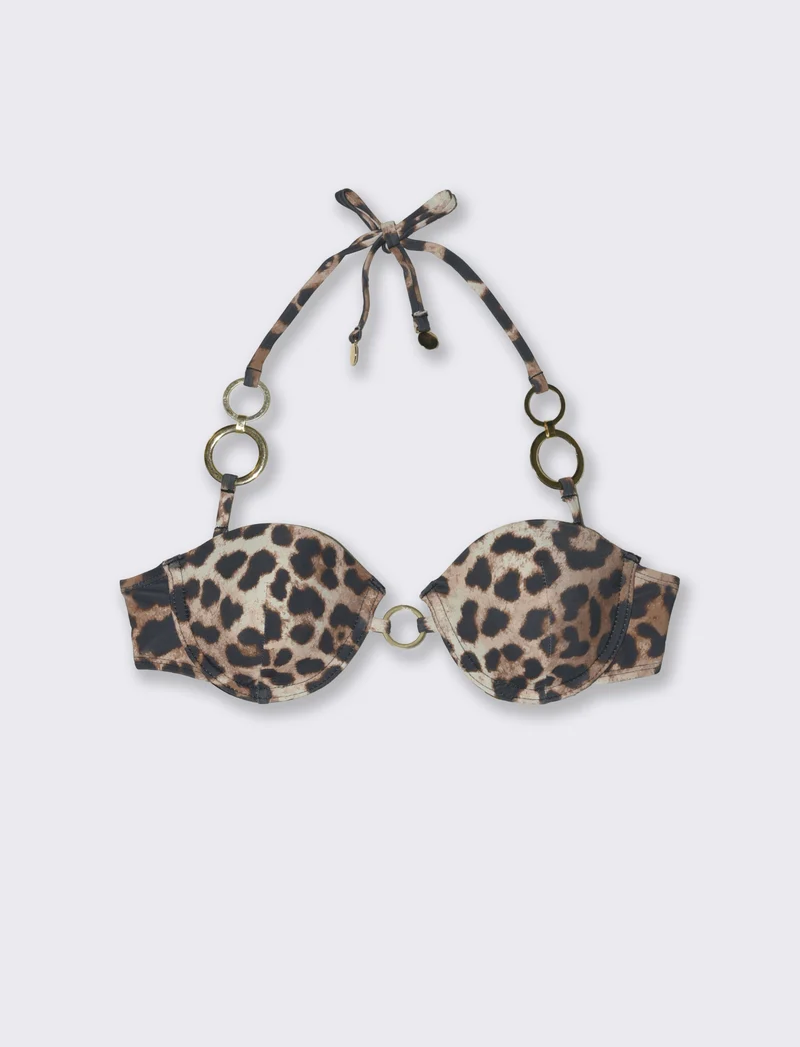 Reggiseno donna mare push up con anelli - Leopardato