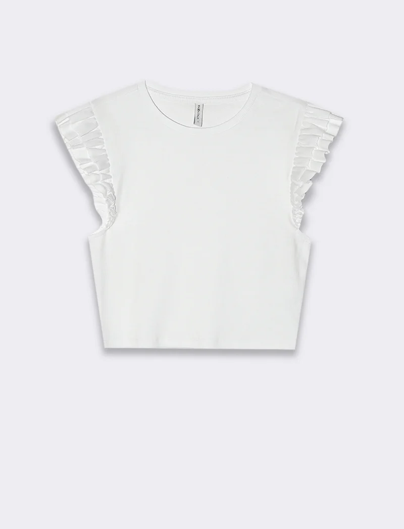 Top con rouches da donna - Bianco