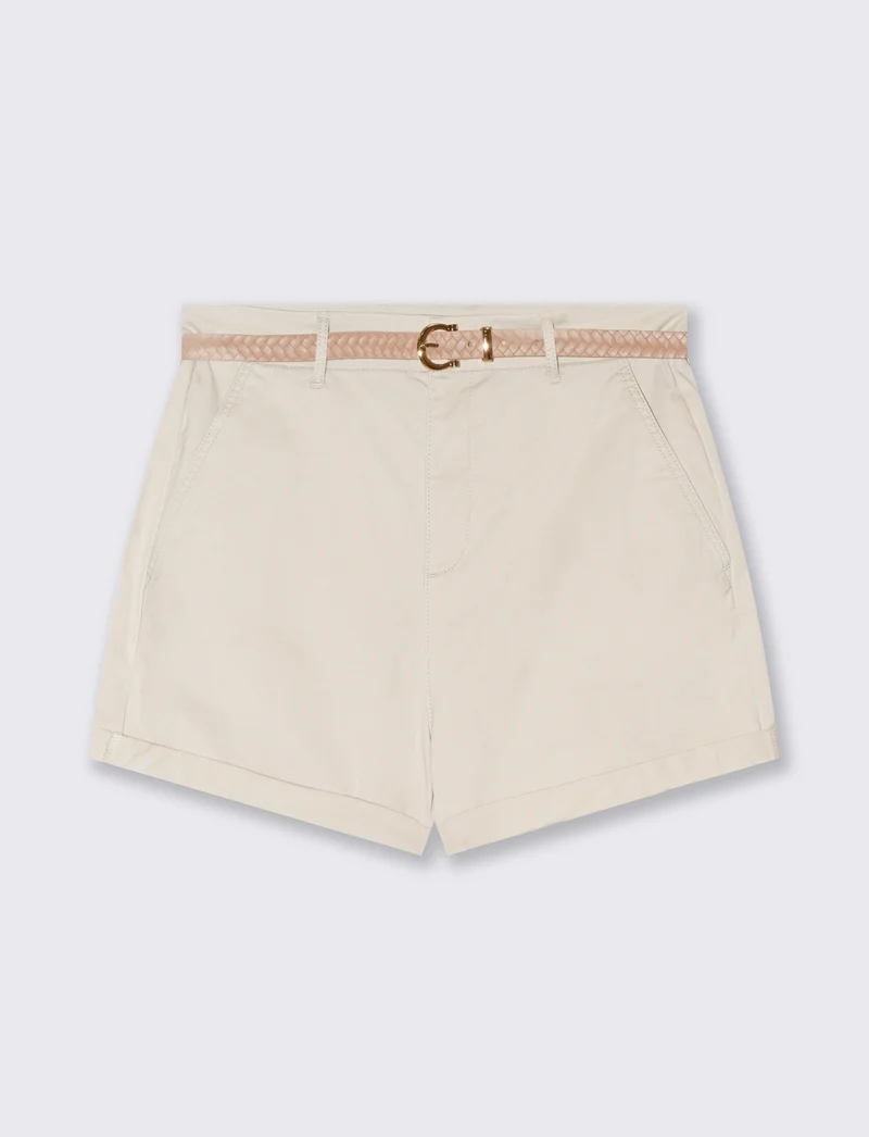 Short con cintura da donna - Beige corda