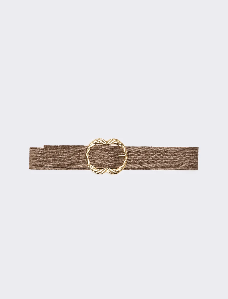 Cintura donna elastica fibbia metallo - Marrone