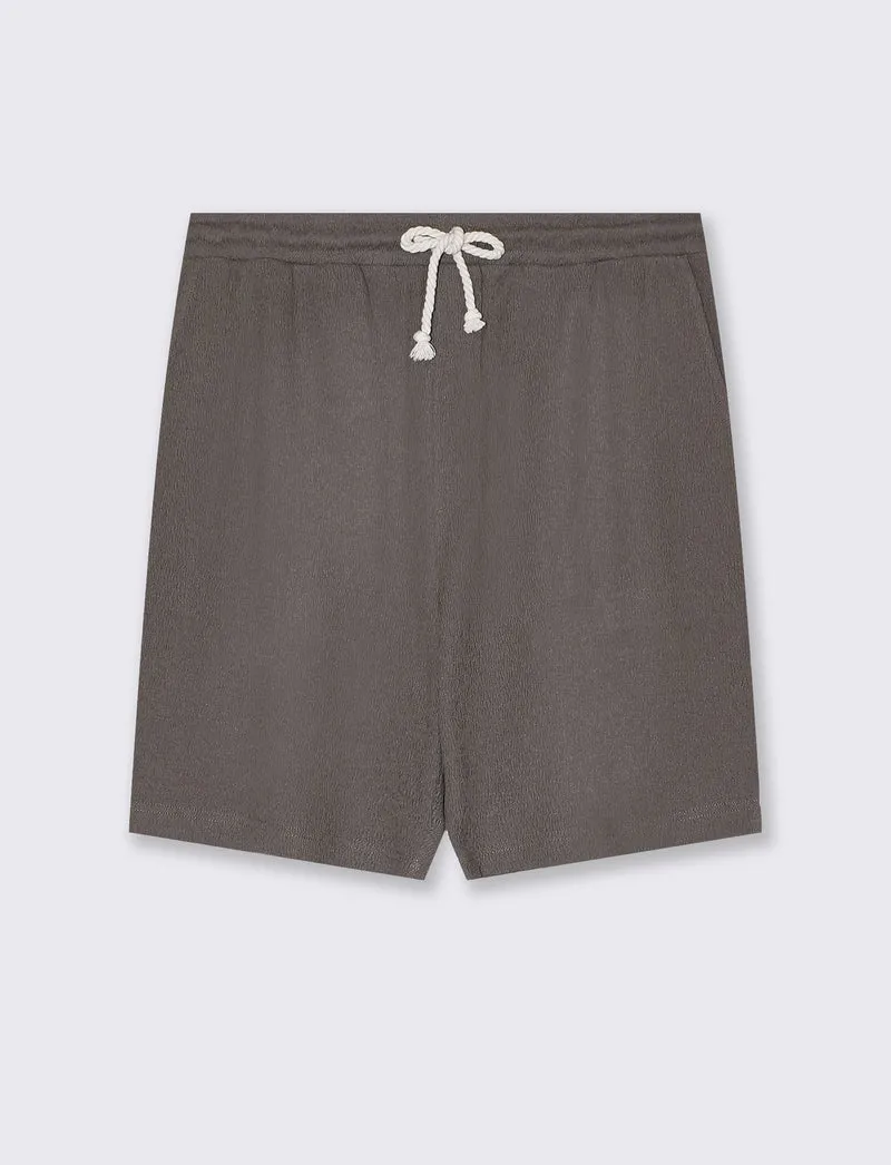 Bermuda struttura jacquard con vita jogger da uomo - Grigio fango