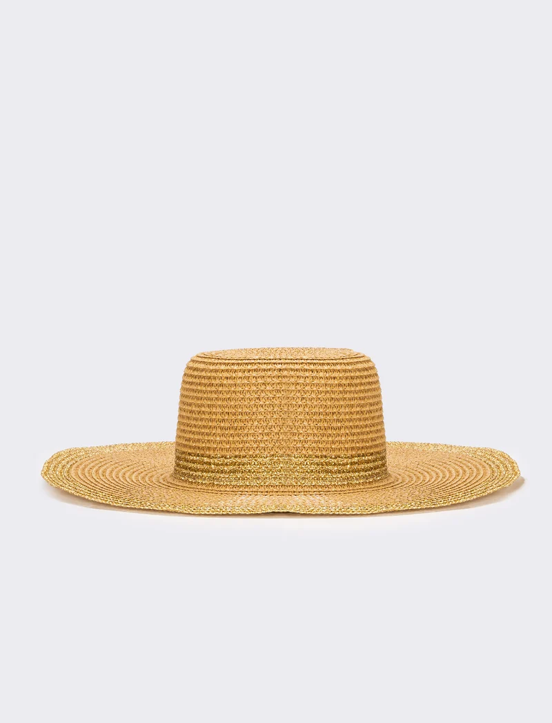 Cappello donna falda larga lurex - Marrone