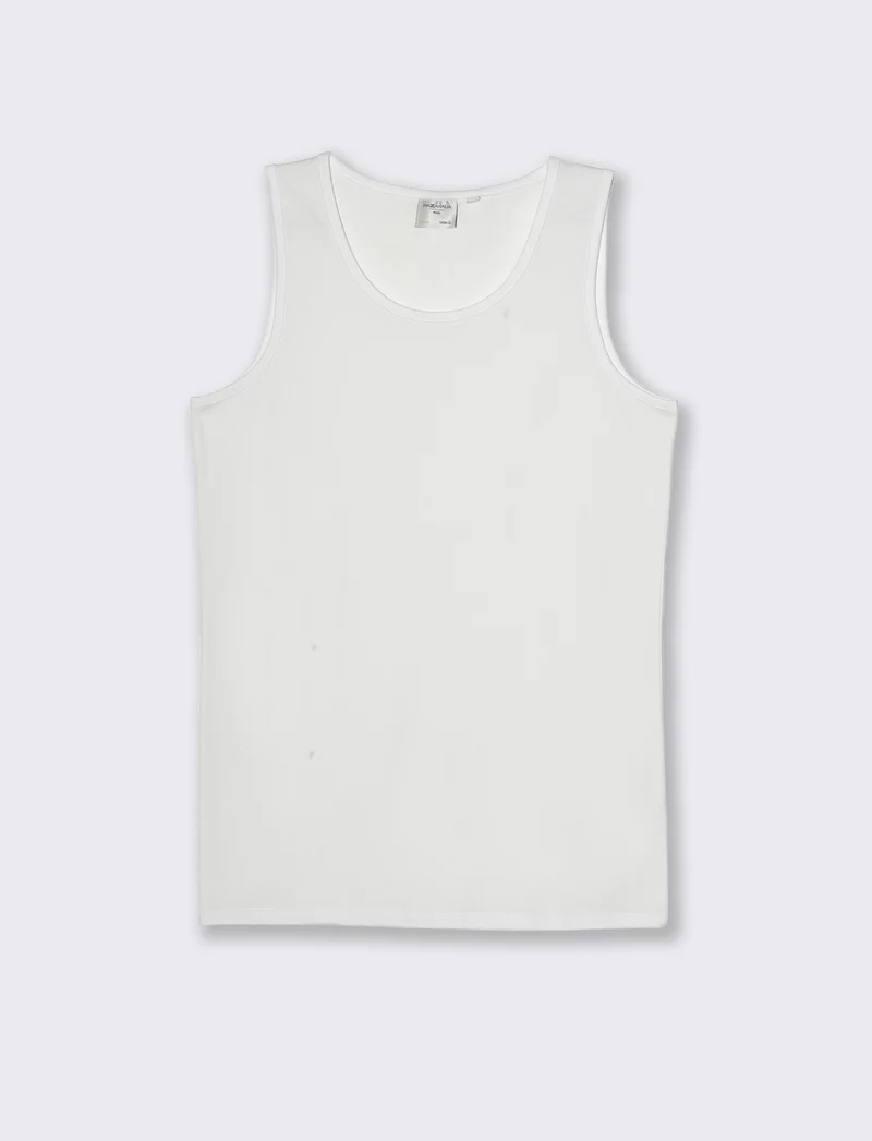 Canotta basic in cotone elasticizzato da uomo - Bianco