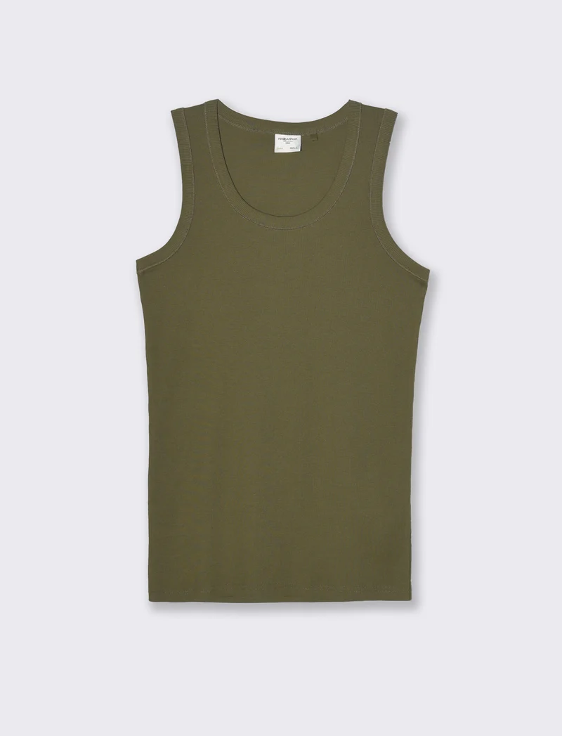 Canotta tessuto a coste da uomo - Verde militare