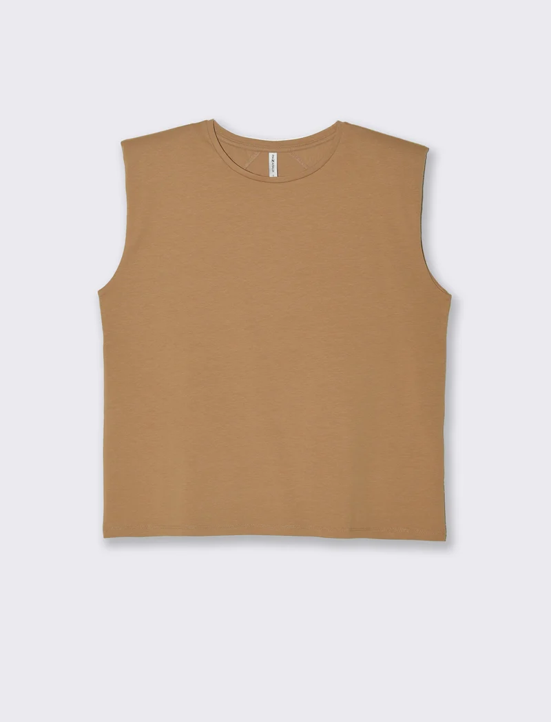 T-shirt con spalline da donna - Caramello