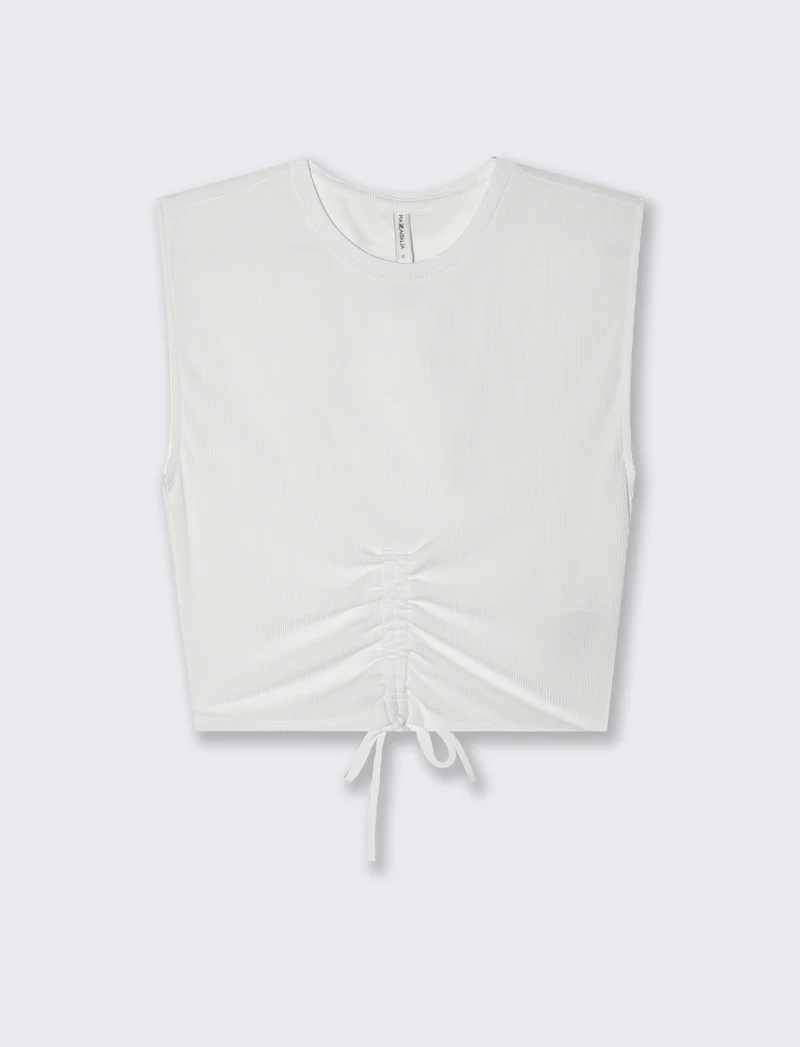 Top con coulisse da donna - Bianco