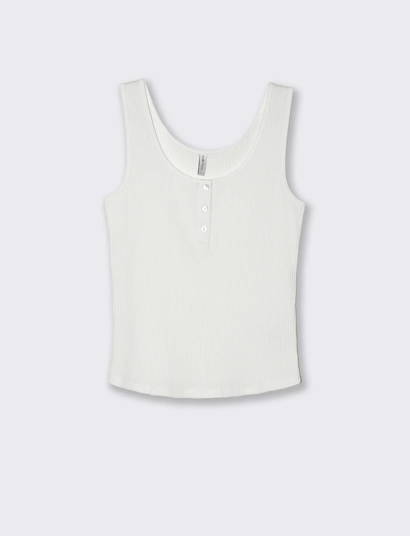 Top con scollo serafino da donna - Bianco