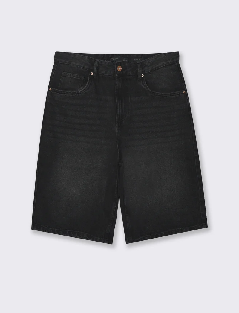Bermuda di jeans skater da uomo - Nero