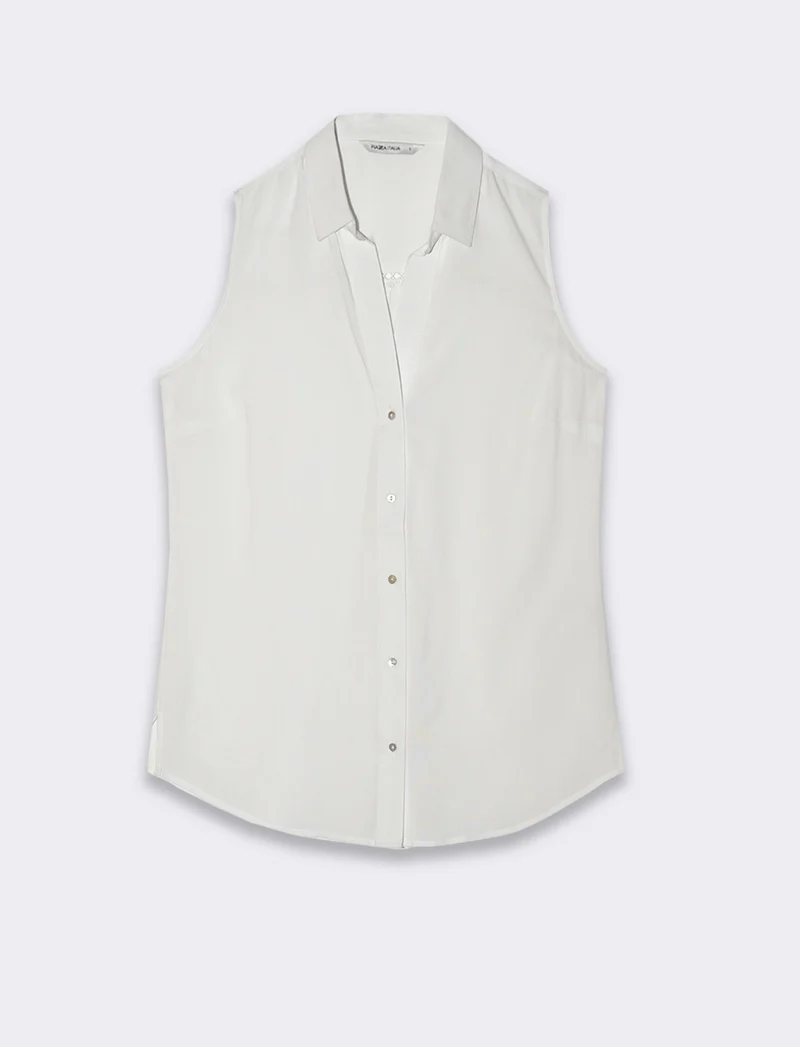 Camicia giro manica da donna - Bianco