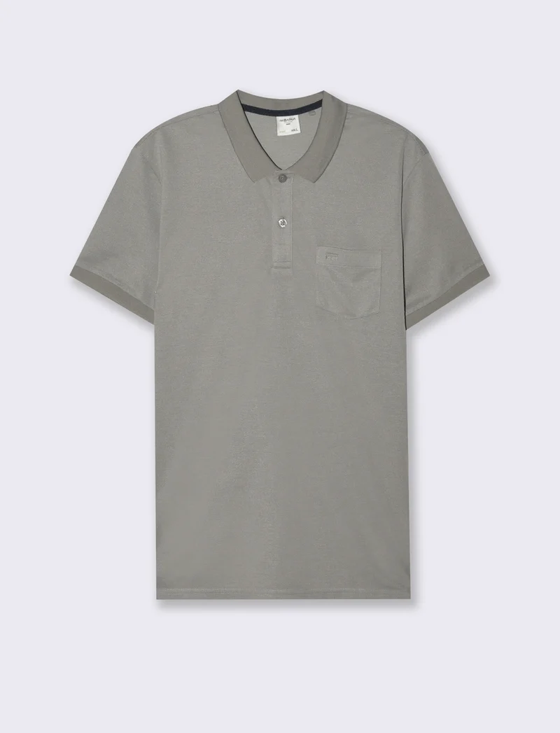 Polo basica con taschino da uomo - Grigio