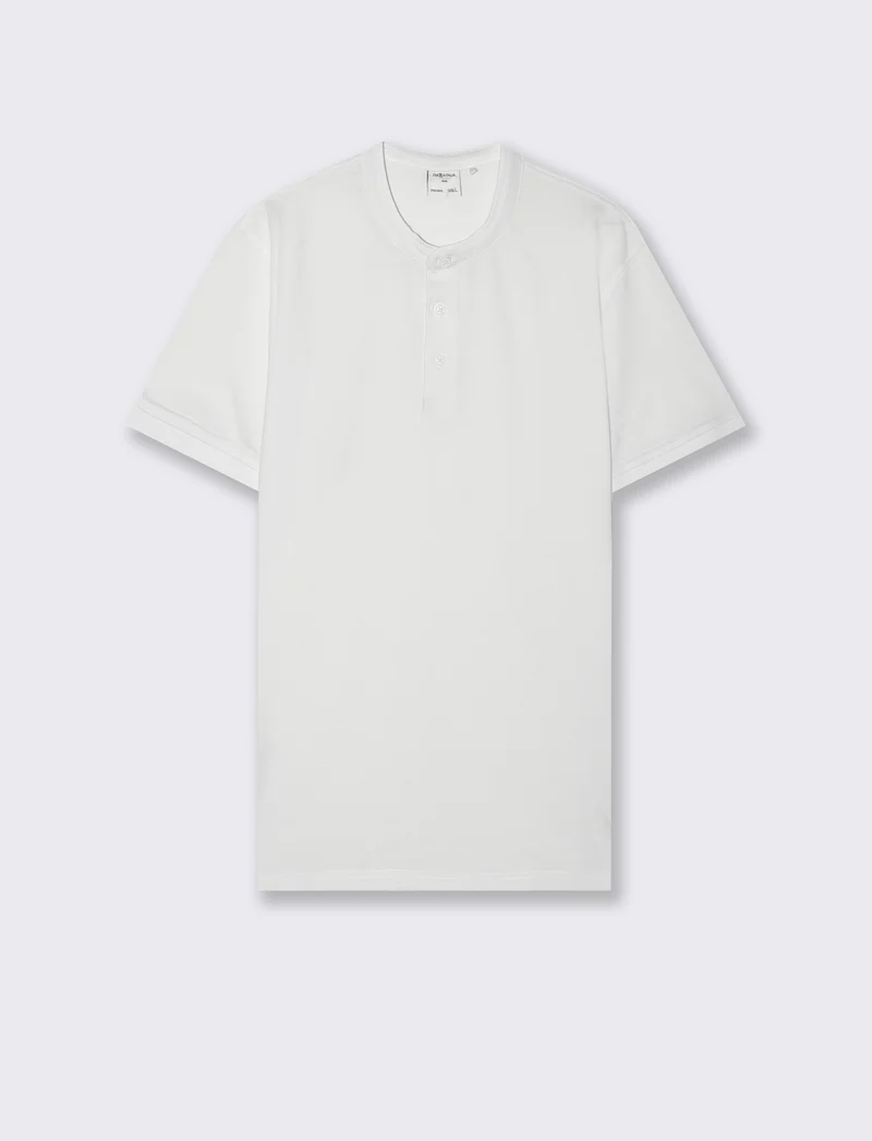 Polo coreana in piquet da uomo - Bianco