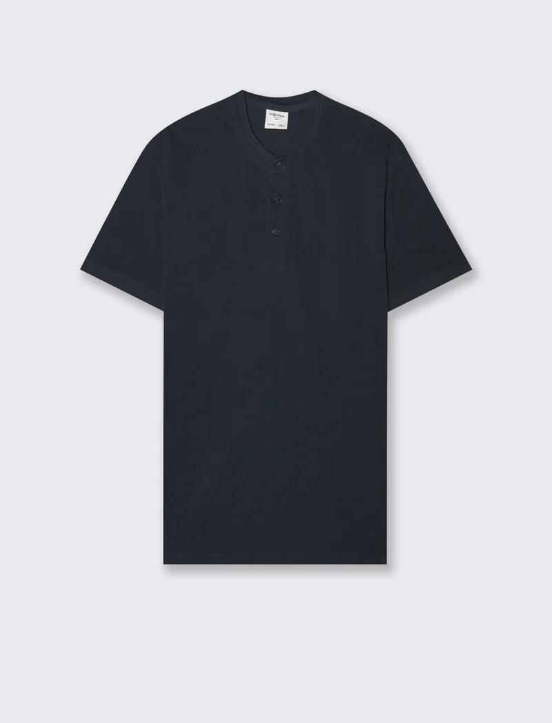 Polo coreana in piquet da uomo - Blu