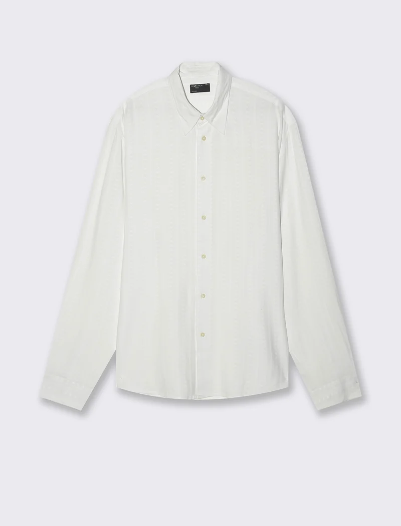 Camicia jacquard effetto riga da uomo - Bianco