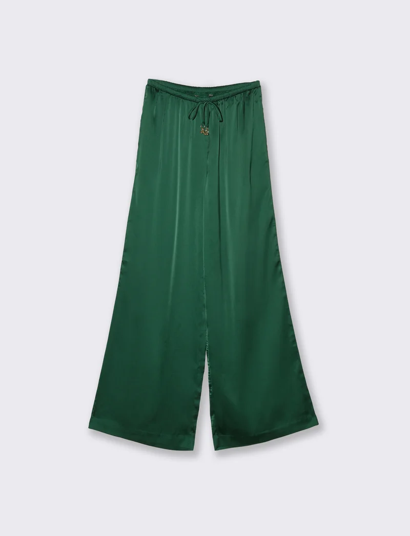 Pantalone con elastico e culisse da donna - Verde
