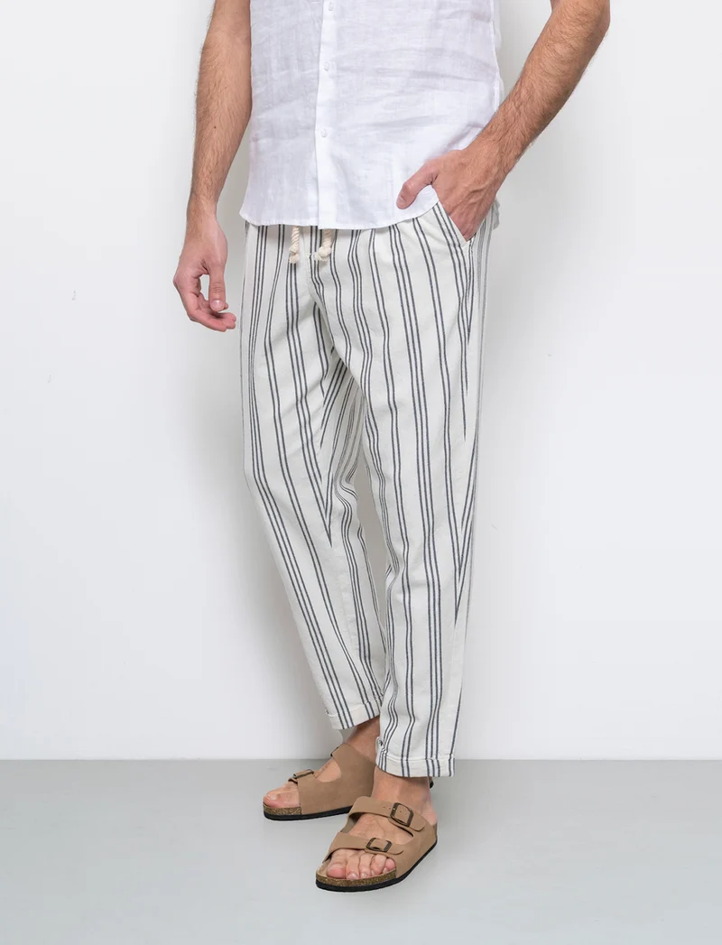 Pantaloni jogger a righe da uomo - Beige ecru