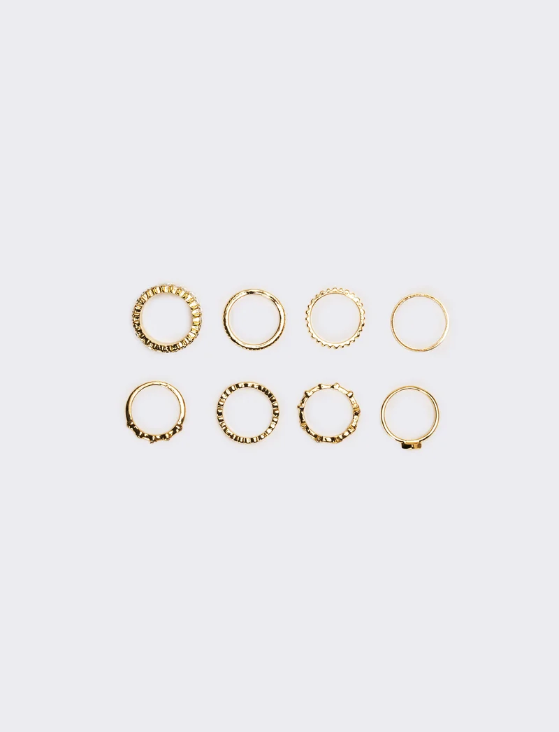 Anelli card 6 pezzi con pietre strass - Oro