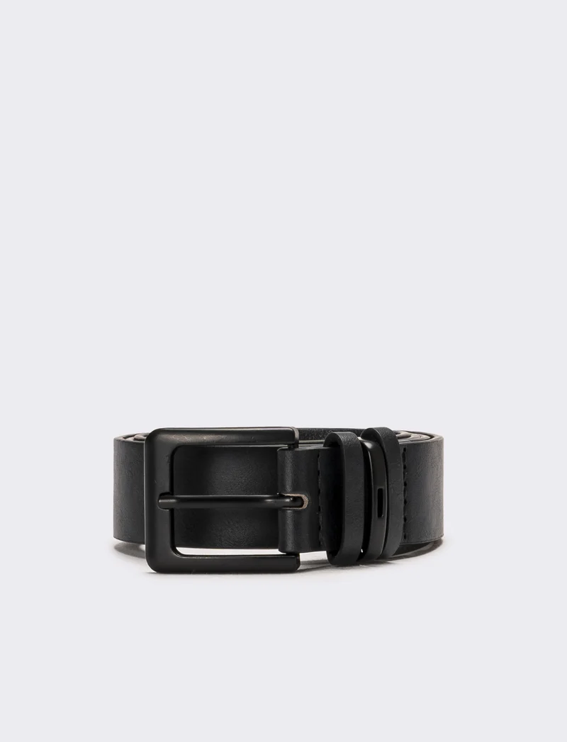 Cintura uomo fibbia smalto - Nero