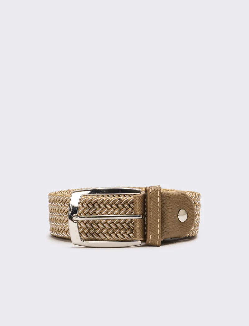 Cintura uomo treccina bicolor - Beige