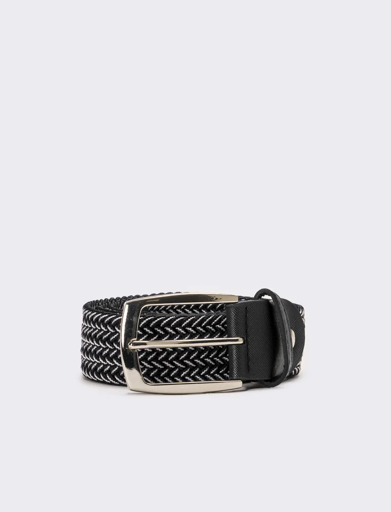Cintura uomo treccina bicolor - Nero