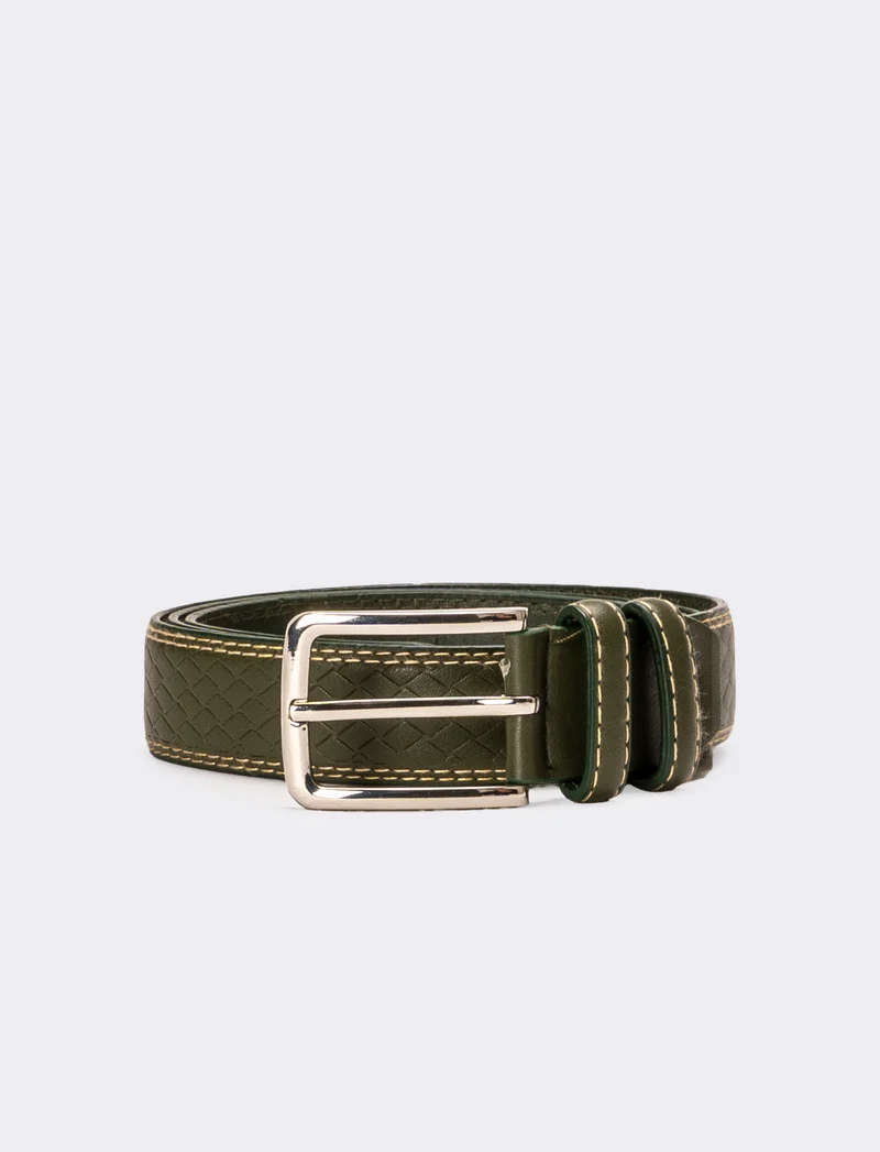 Cintura uomo stampa intreccio - Verde