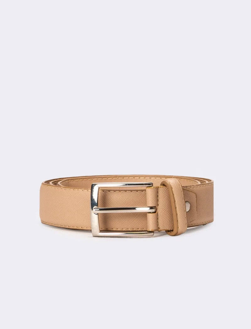 Cintura uomo in saffiano opaco - Beige