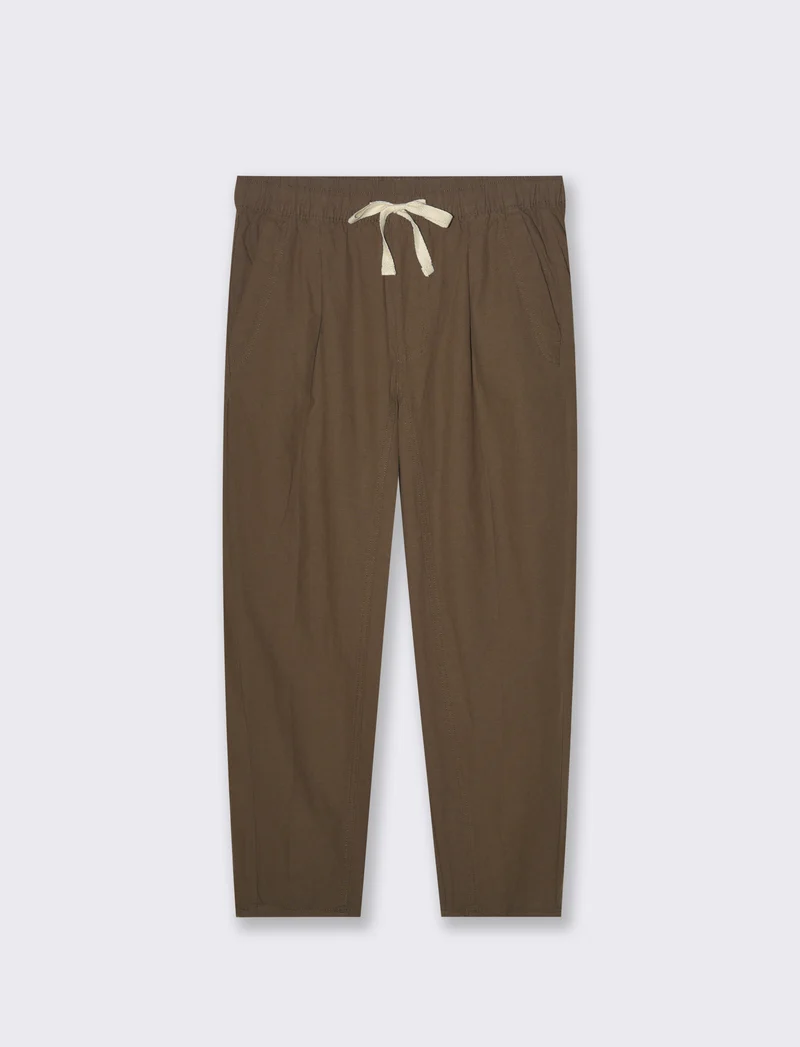 Pantaloni jogger in tessuto misto lino da uomo - Verde kaki