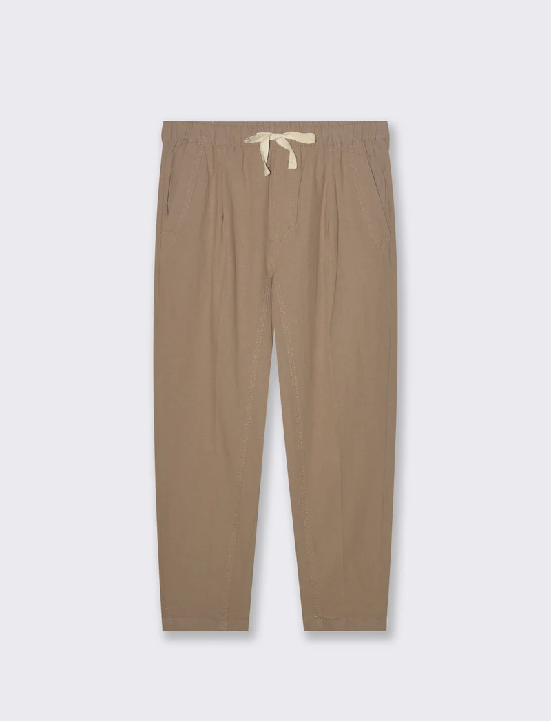 Pantaloni jogger in tessuto misto lino da uomo - Grigio tortora