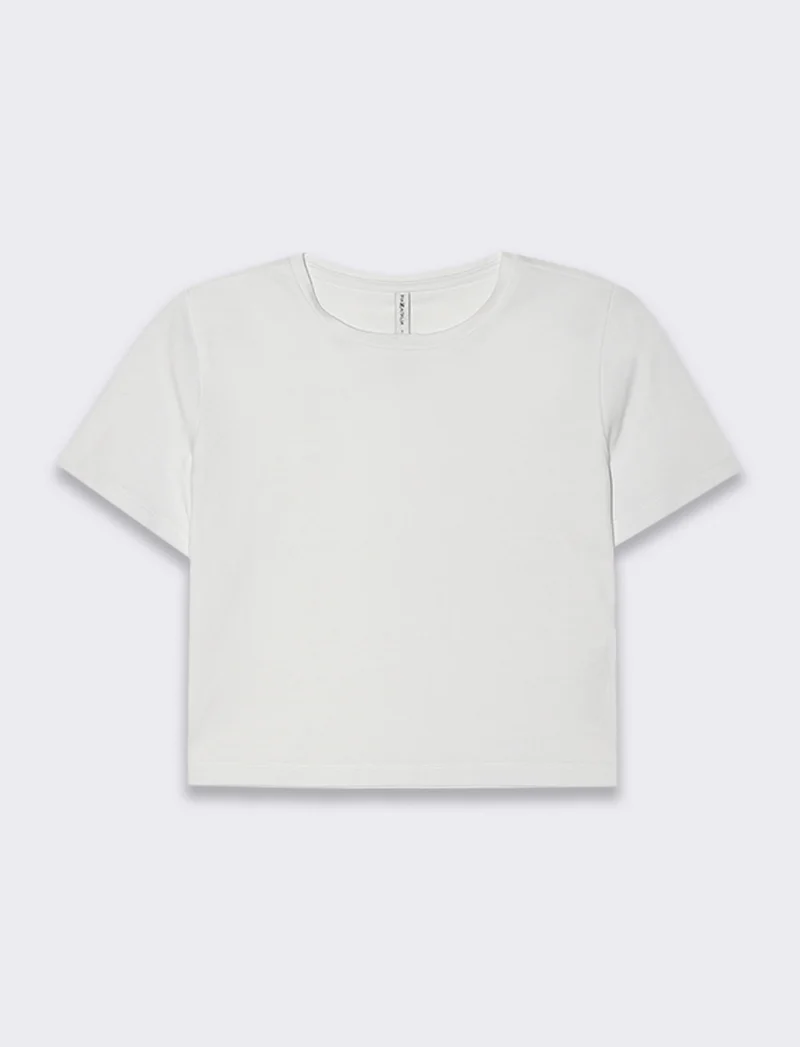 T-shirt basica crop da donna - Bianco