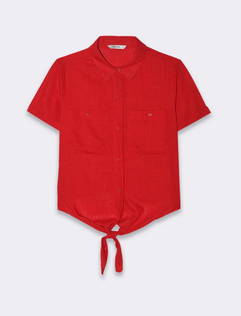 Camicia manica corta da donna - Rosso scarlatto