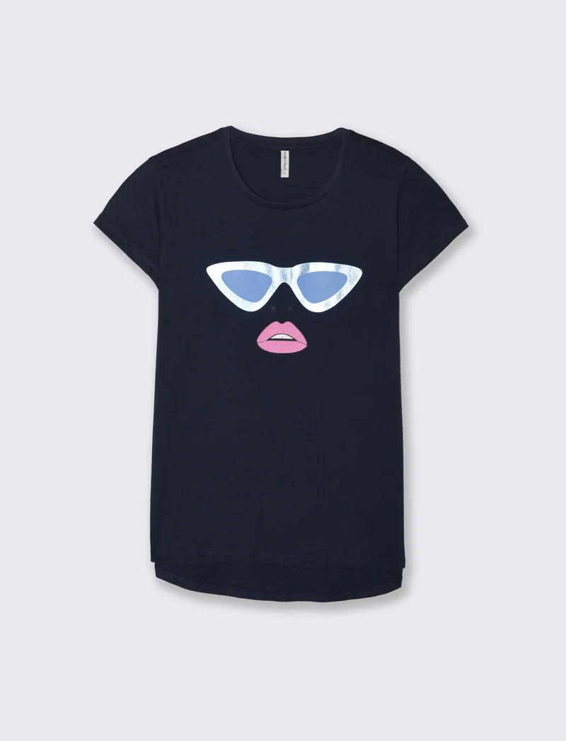 T-shirt con stampa da donna - Blu