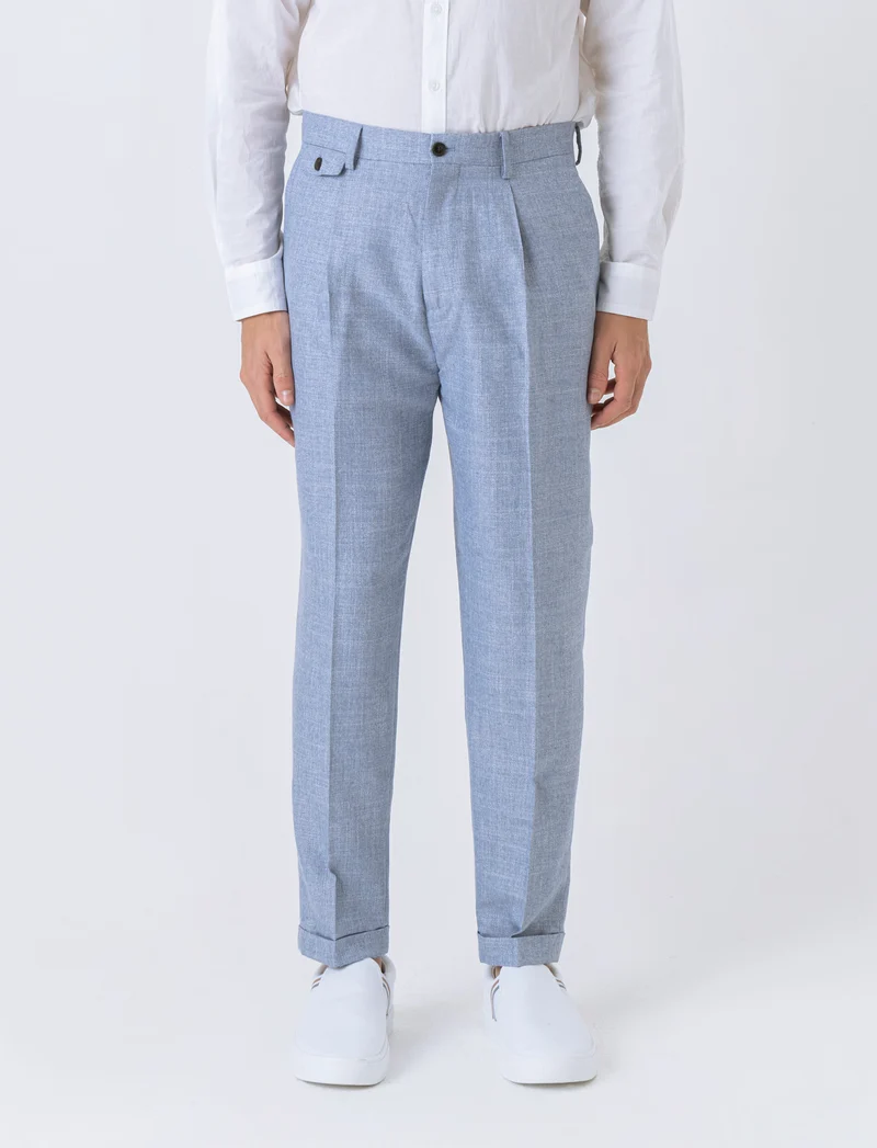 Pantaloni da completo formal fit da uomo - Celeste