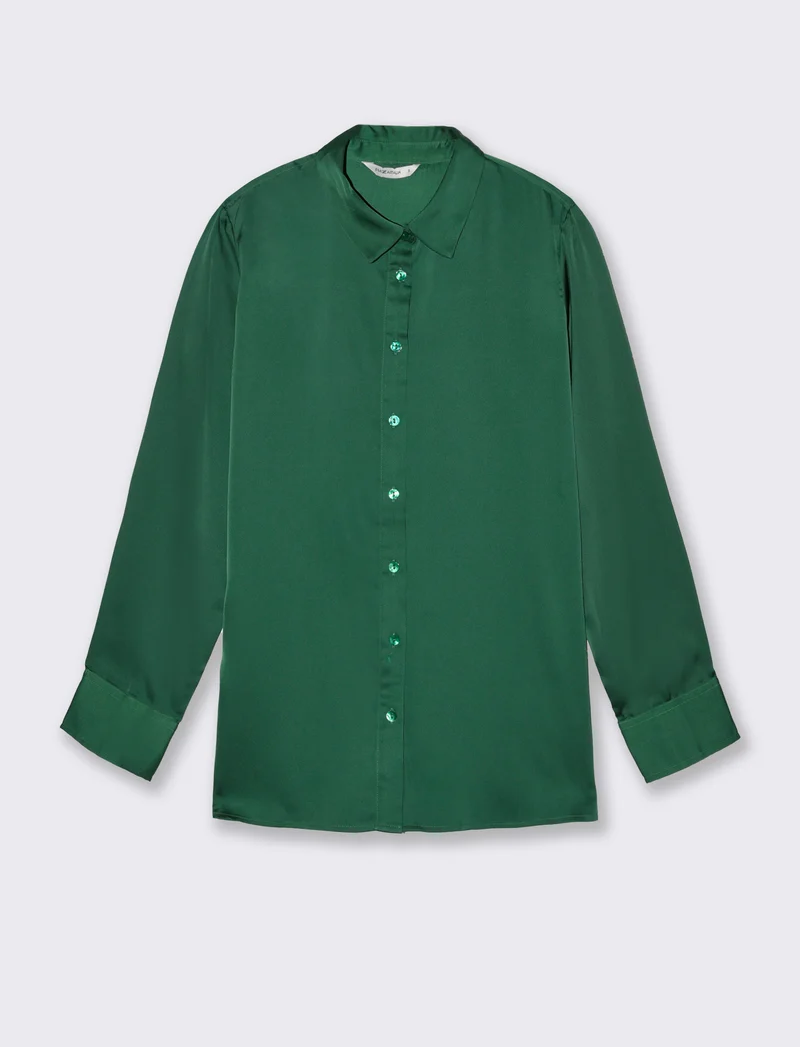 Camicia in satin da donna - Verde