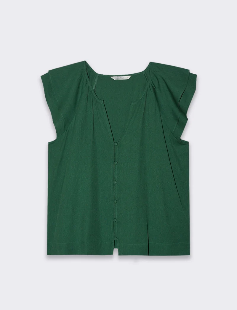 Camicia con volant da donna - Verde