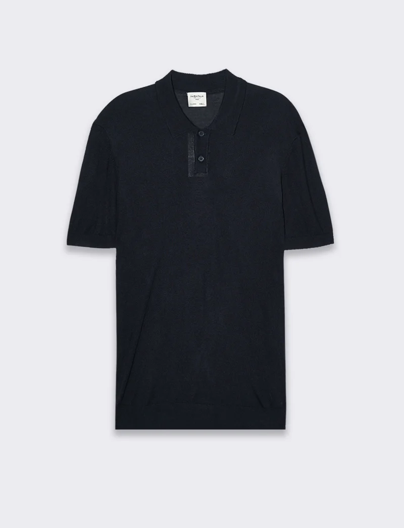 Polo in maglia sottile da uomo - Blu