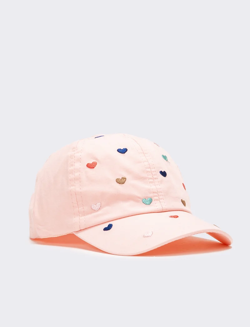Cappello bambina baseball cuori ricamati - Rosa