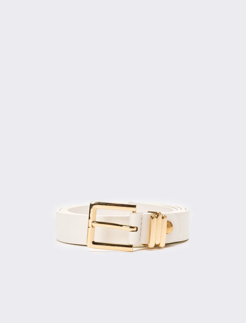 Cintura donna liscia fibbia 2,5cm - Bianco
