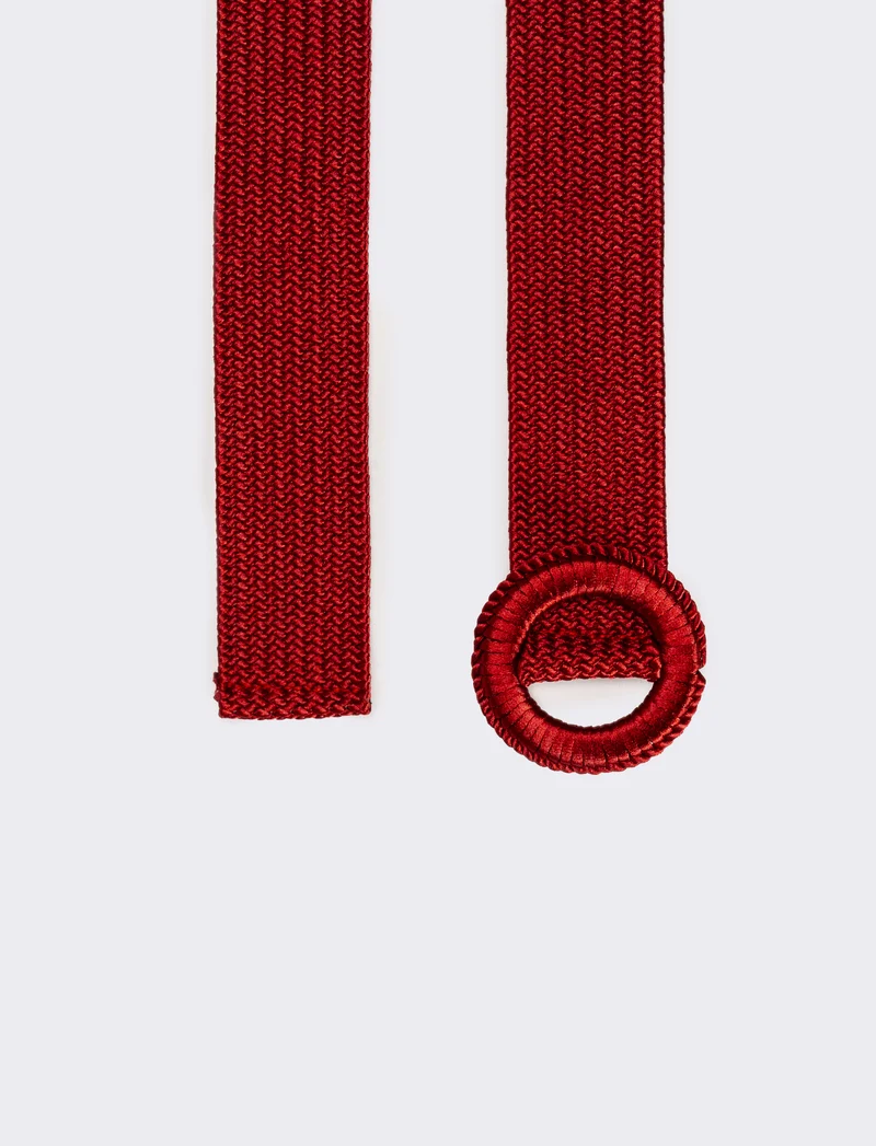Cintura donna elastica intrecciata lucida - Rosso