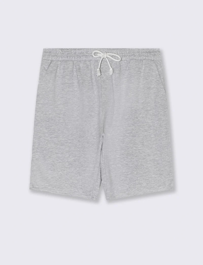 Bermuda basic in felpa con vita jogger da uomo - Grigio mel.