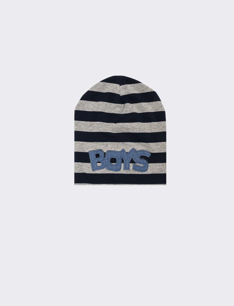 Cappello cuffia bambino righe misure 52-54 - Grigio