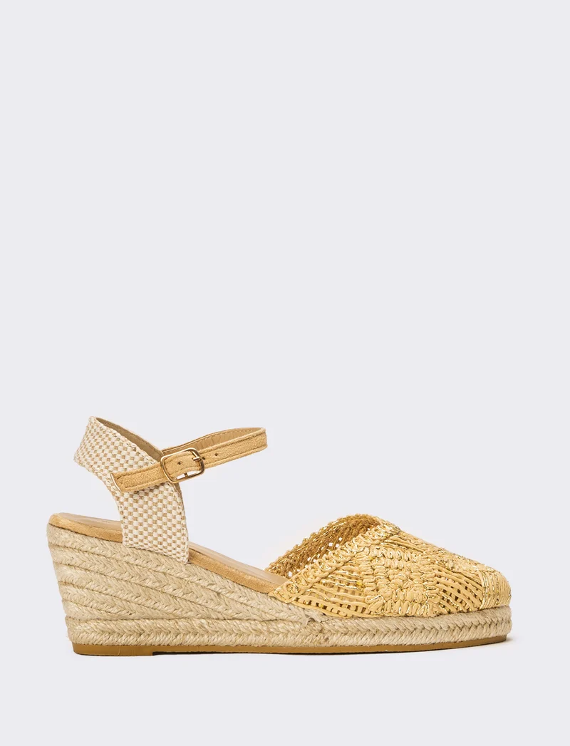 Sandalo Espadrillas in rafia da donna - Platino