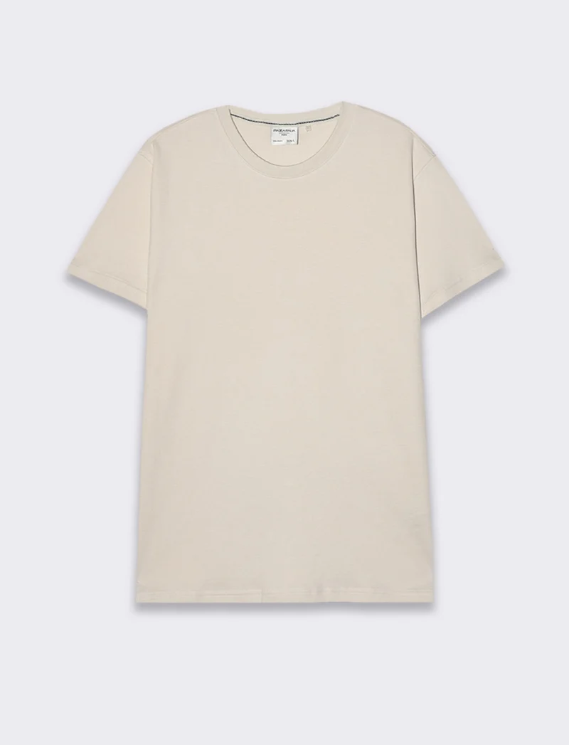 T-shirt in cotone struttura jacquard da uomo - Beige ecru