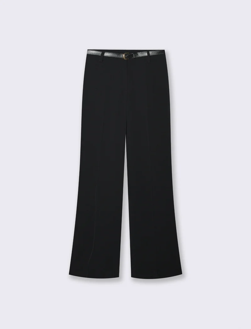 Pantalone palazzo con cintura - Nero