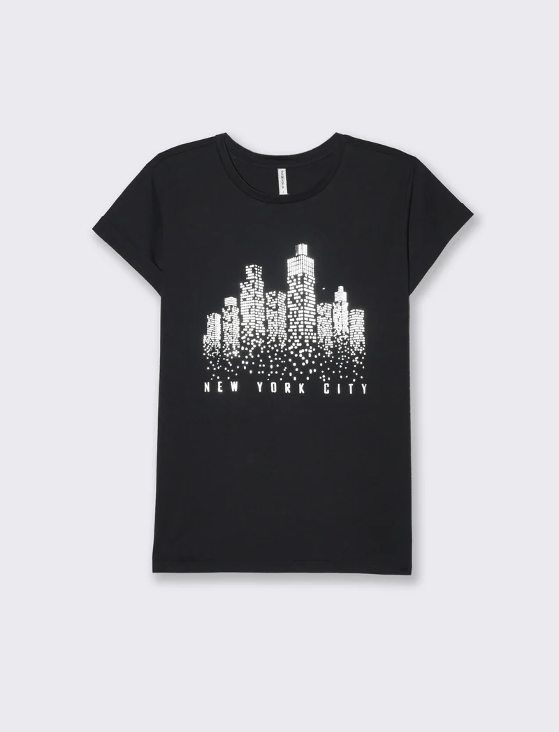 T-shirt stampata da donna - Nero