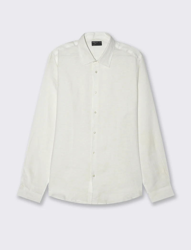 Camicia 100% lino da uomo - Bianco