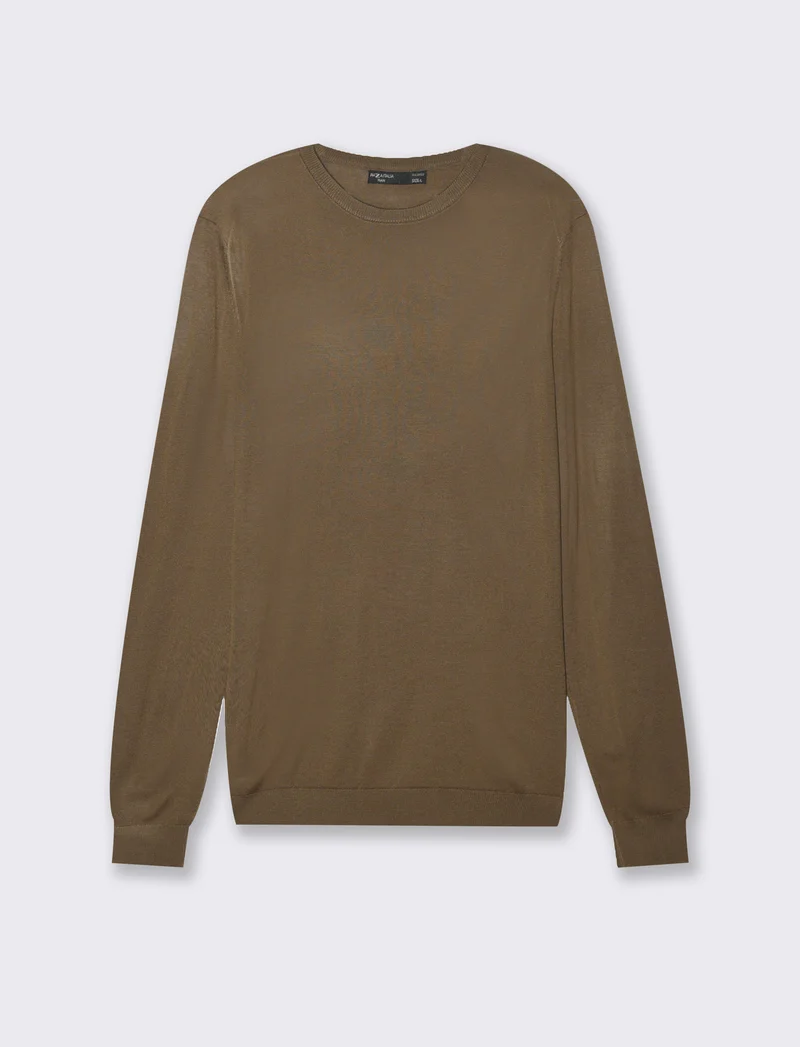 Maglia basic effetto cachemere da uomo - Grigio fango