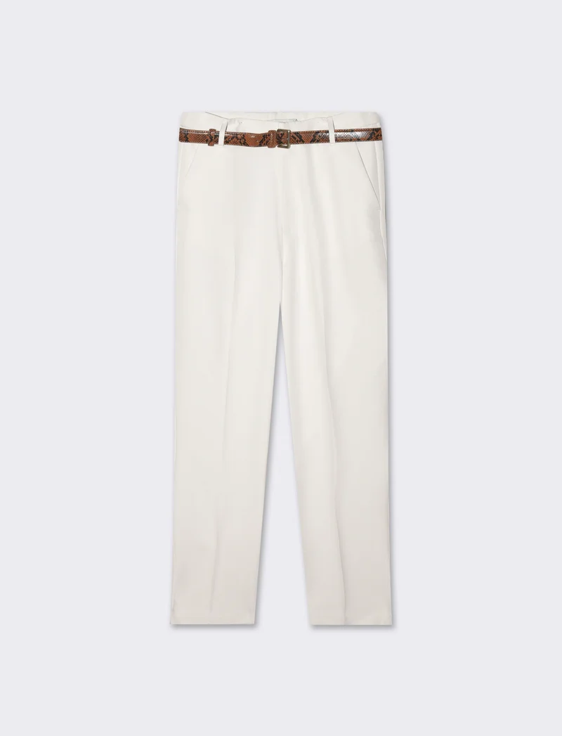 Pantalone skinny con cintura da donna - Bianco panna